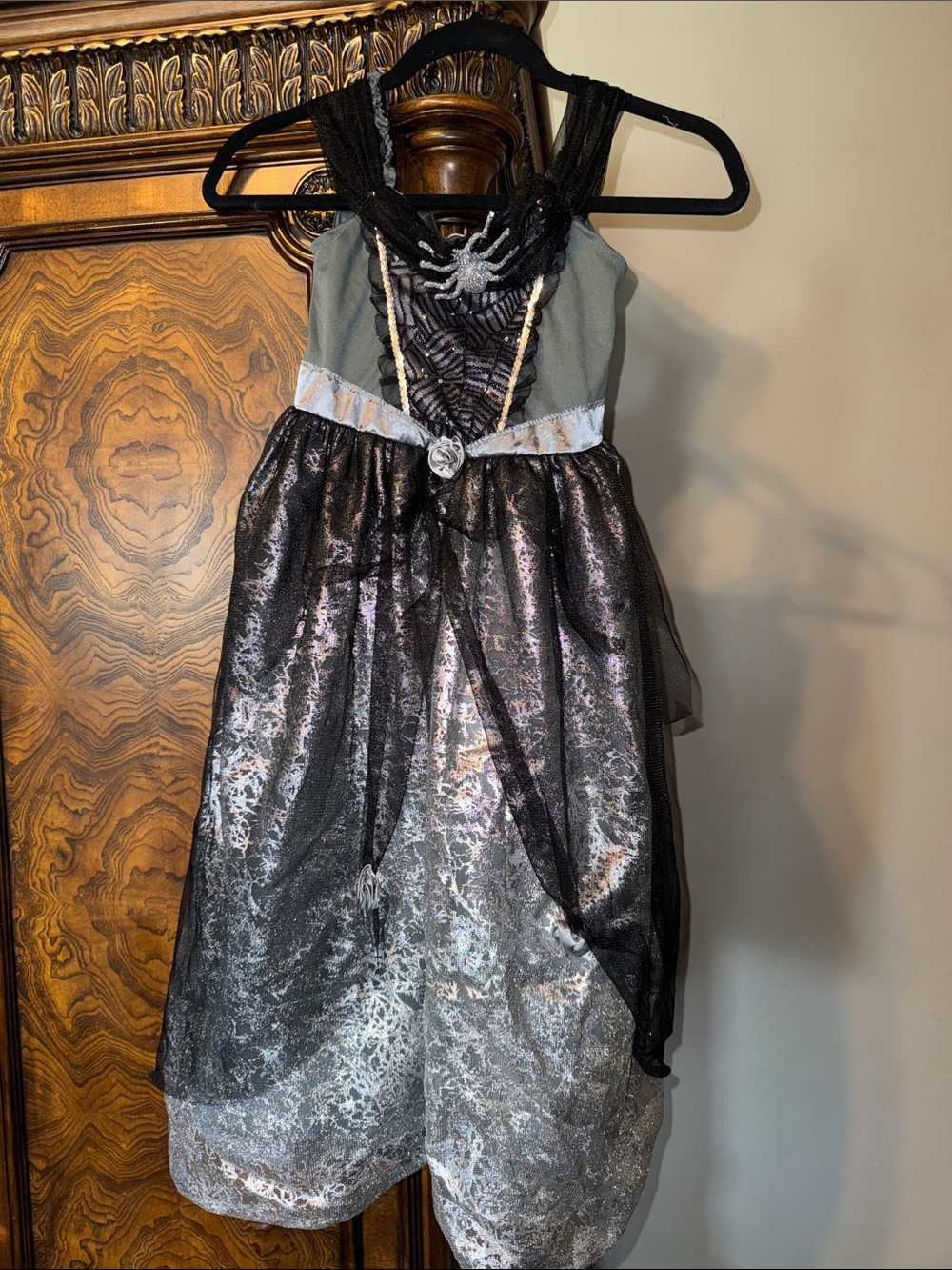 Girls' Black & Silver Spiderweb Halloween Costume Dress - Kids Costume